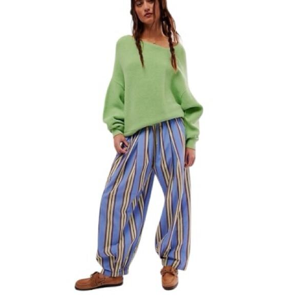 Free People Off The Shoulder Sweater Lime Green Asymmetrical Neck Size XS Y2K - Picture 1 of 9